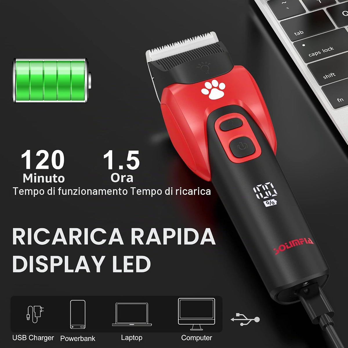 Dog Cat Pet Clippers Rasoio Elettrico Pet Grooming Trimmer Kit Ricaricabile Cordless Basso Rumore Professionale Pet Trimmer Set