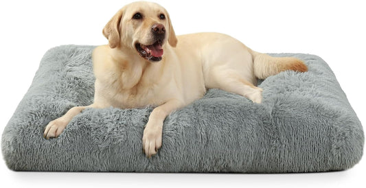 Cuccia per Cani Di Taglia Grande, Lavabile, in Peluche, 90 X 60 Cm, Fondo Antiscivolo, Tappetino per Cani Di Taglia Grande, Di Medie Dimensioni, Colore Grigio