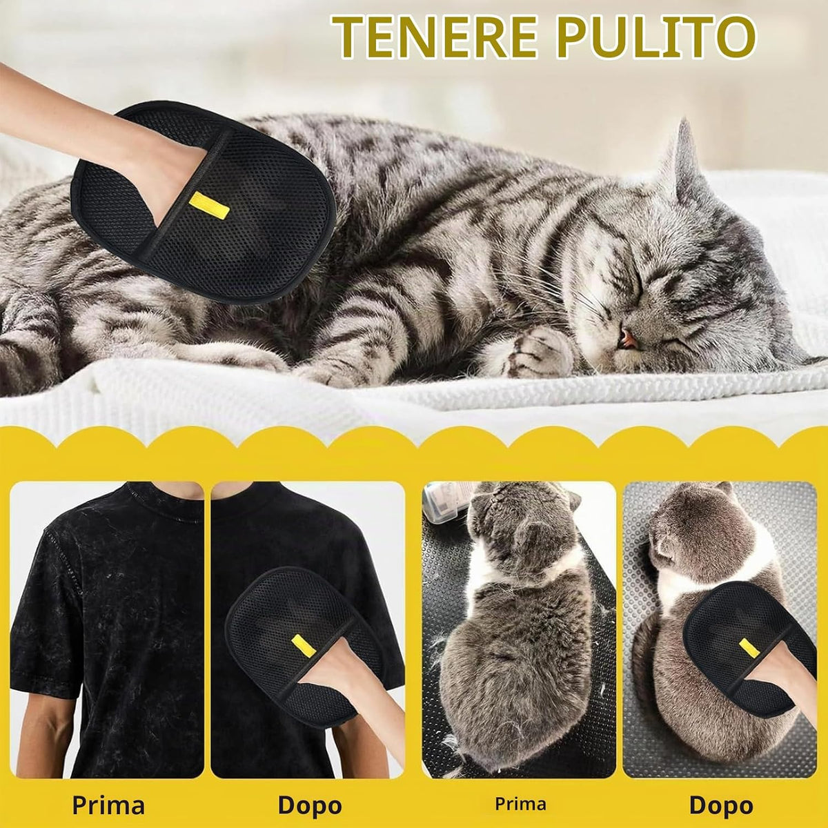 Pet Grooming Gloves, Double-Sided Pet Grooming Gloves, Pets Static Hair Removal Glove, Removal Glove for Pets Hair, Applica Può Rimuovere Rapidamente Peli Vesti
