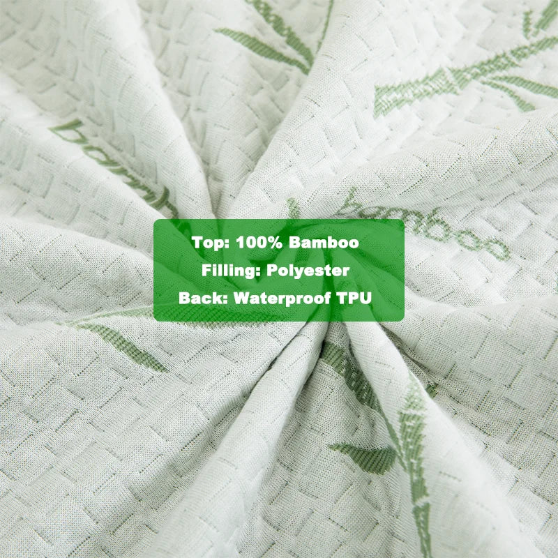 2Pcs Waterproof Bamboo Pillowcases (Without Core), Cooling & Soft & Anti-Bacterial Pillow Protectors with Zipper Pillow Cover