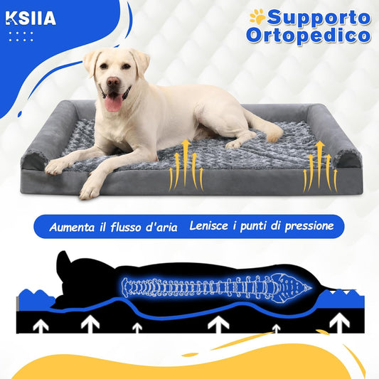 Cuccia per Cane Interno Taglia Grande, Divano Sfoderabile E Lavabile (111X81X18Cm), Xl-Plus Grigio